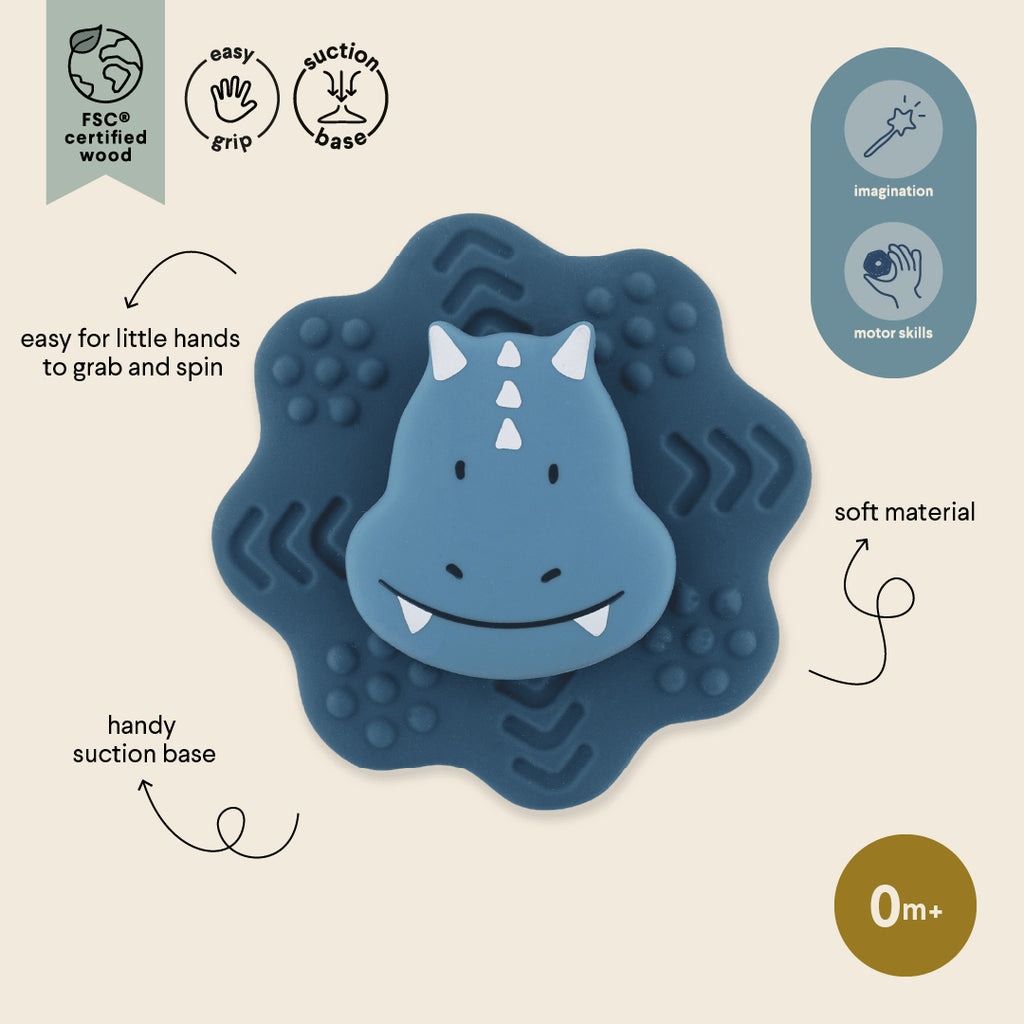 Spinner de silicona con ventosa - Mr. Triceratops