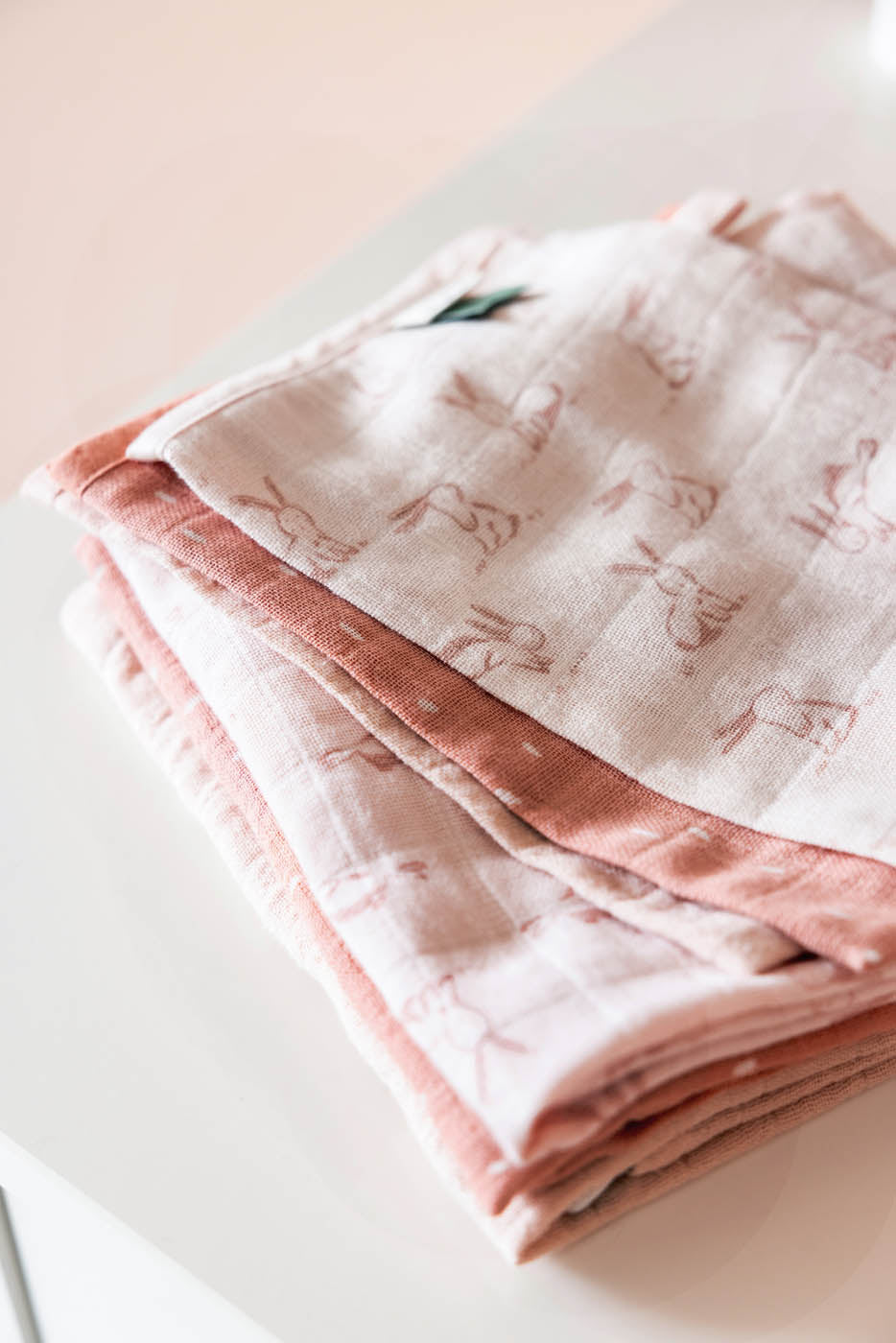 Muslin washcloths 3-pack mix - Rosy Rabbit